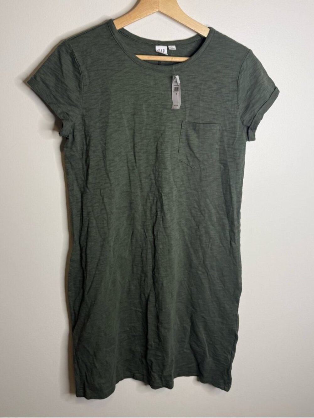 GAP Olive Green Short-Sleeve Pocket Midi Dress NWT size medium
